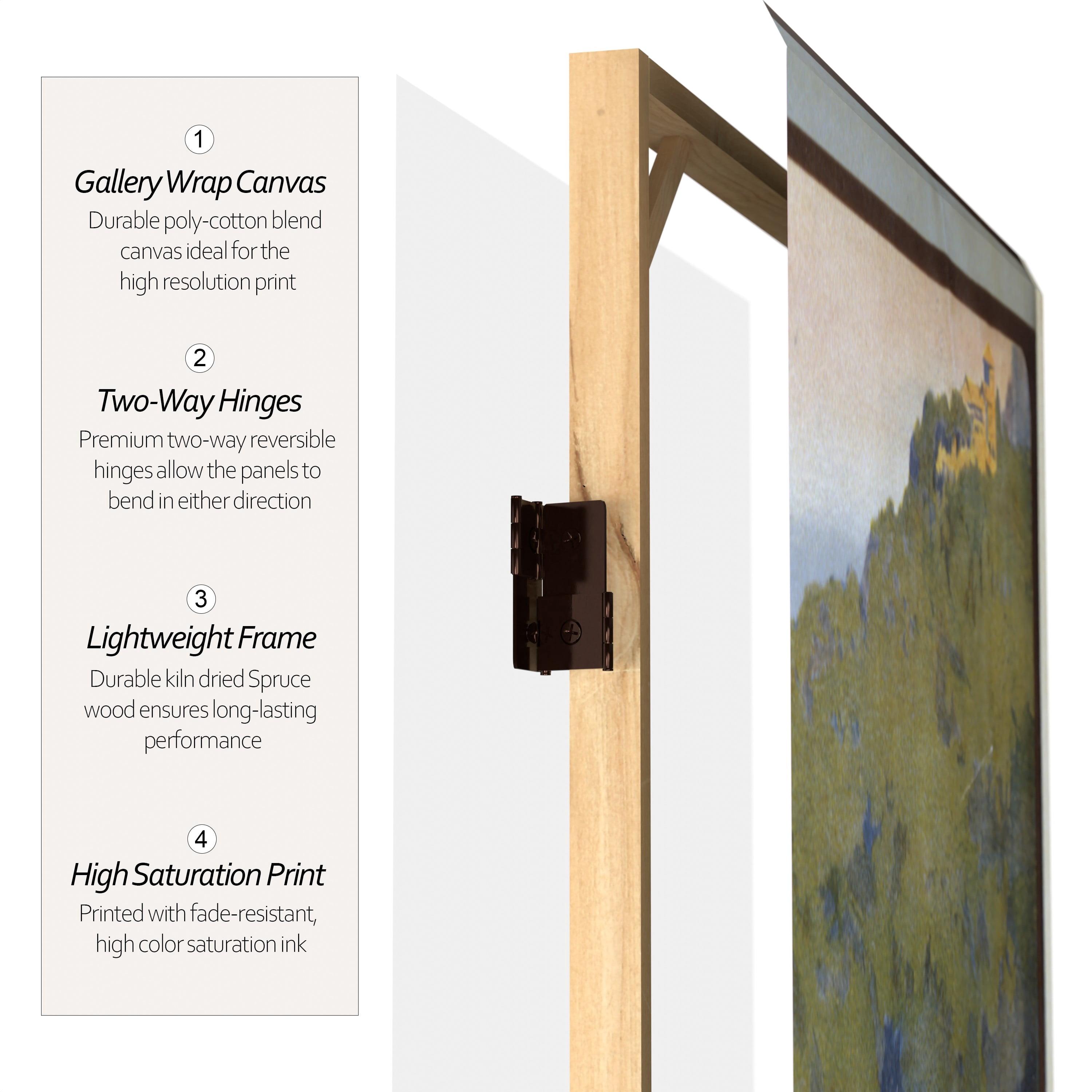 Oriental Furniture 6 ft. Tall Amalfi/Riviera Canvas Room Divider - 3 Panel