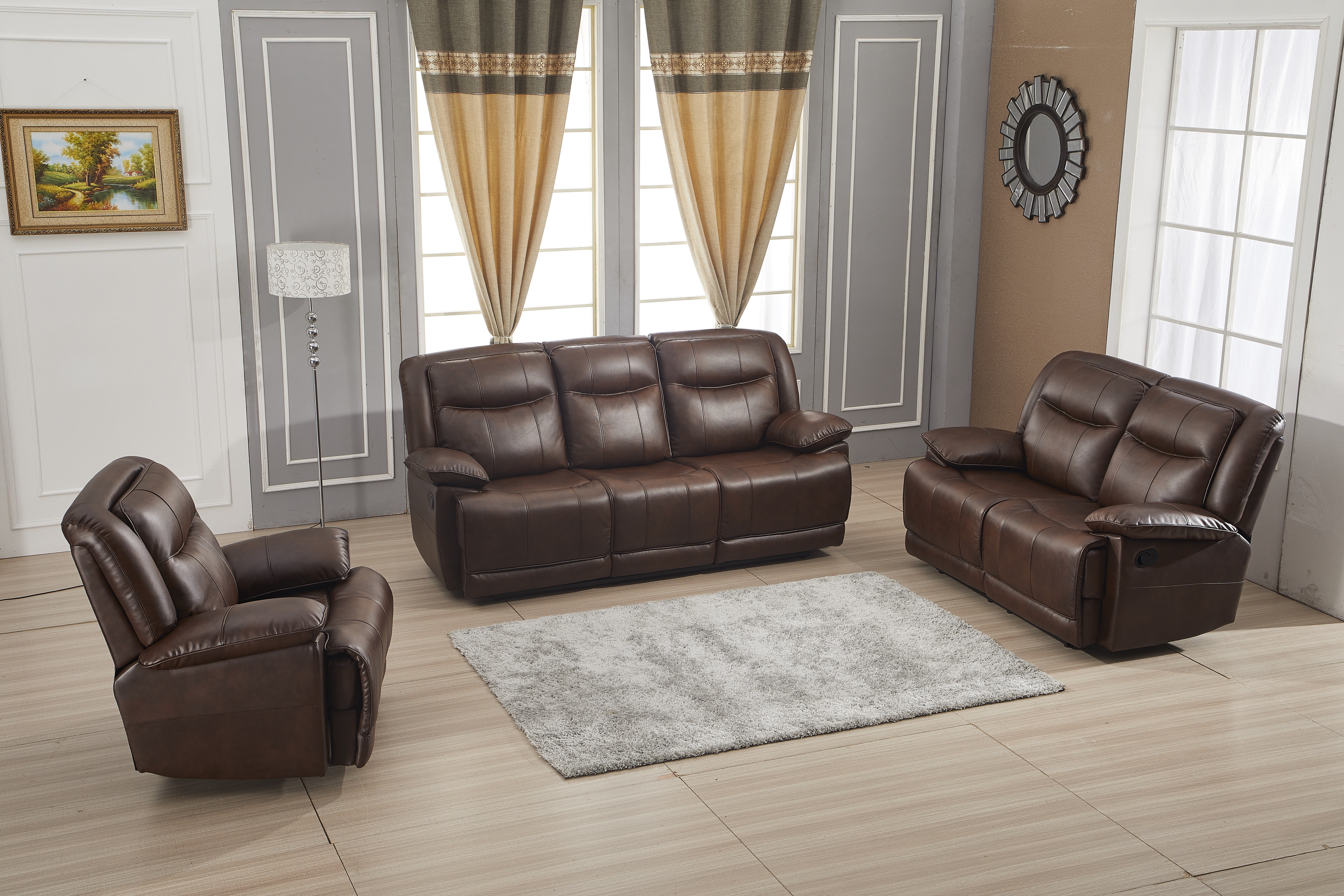 Brown Sofa Loveseat Recliner, Leather Reclining Couch
