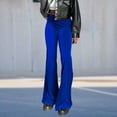 thumbnail image 2 of Ladies Bodycon Pants Slight Flare Leg Elastic High Waist Casual Style Daily Suit, 2 of 7