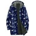 thumbnail image 4 of larppty Cozy Women's Teddy Hoodie Jacket - Christmas Transition Long Warm Fleece Plush Elegant Winter Outerwear（Navy，XXL）, 4 of 5
