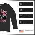 thumbnail image 6 of Just a Girl Who Loves Bigfoot Women's Long Sleeve T-shirt Sasquatch Fan Cryptid Cute Gift Vintage Sunset Wildlife Camping, 6 of 7