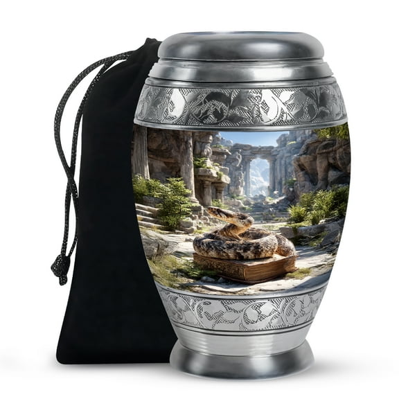MUKTIVE Snake Cremation Urns for Human Ashes Male & Female, Mountain Burial Urns for Adult Ashes Women & Men, Memorial Tribute Urn for Parents, Decorative Large Urn for Human, 10 Inch