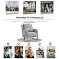 thumbnail image 6 of Mid-Century Modern Rocking Chair with High Back, Upholstered Armchair with 2 Side Pocket and Lumbar Pillow, Wood Frame Accent Chair for Living Room, Bedroom, Office, Grey, 6 of 9