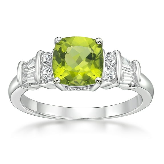 Jay Heart Designs 925 Sterling Silver Peridot and Created White Sapphire Ring