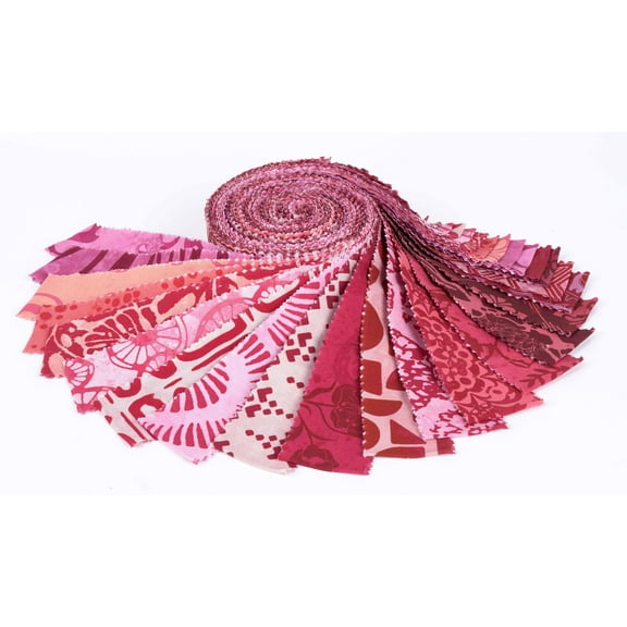 Soimoi 40Pcs Batik Print Precut Fabrics Strips Roll Up 1.5x42inches Cotton Jelly Rolls For Quilting - Pink