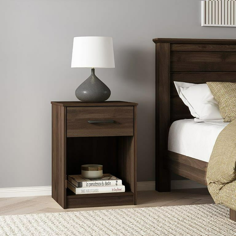 Mainstays Ardent Nightstand with 1 Drawer, Dark Walnut - Walmart.com
