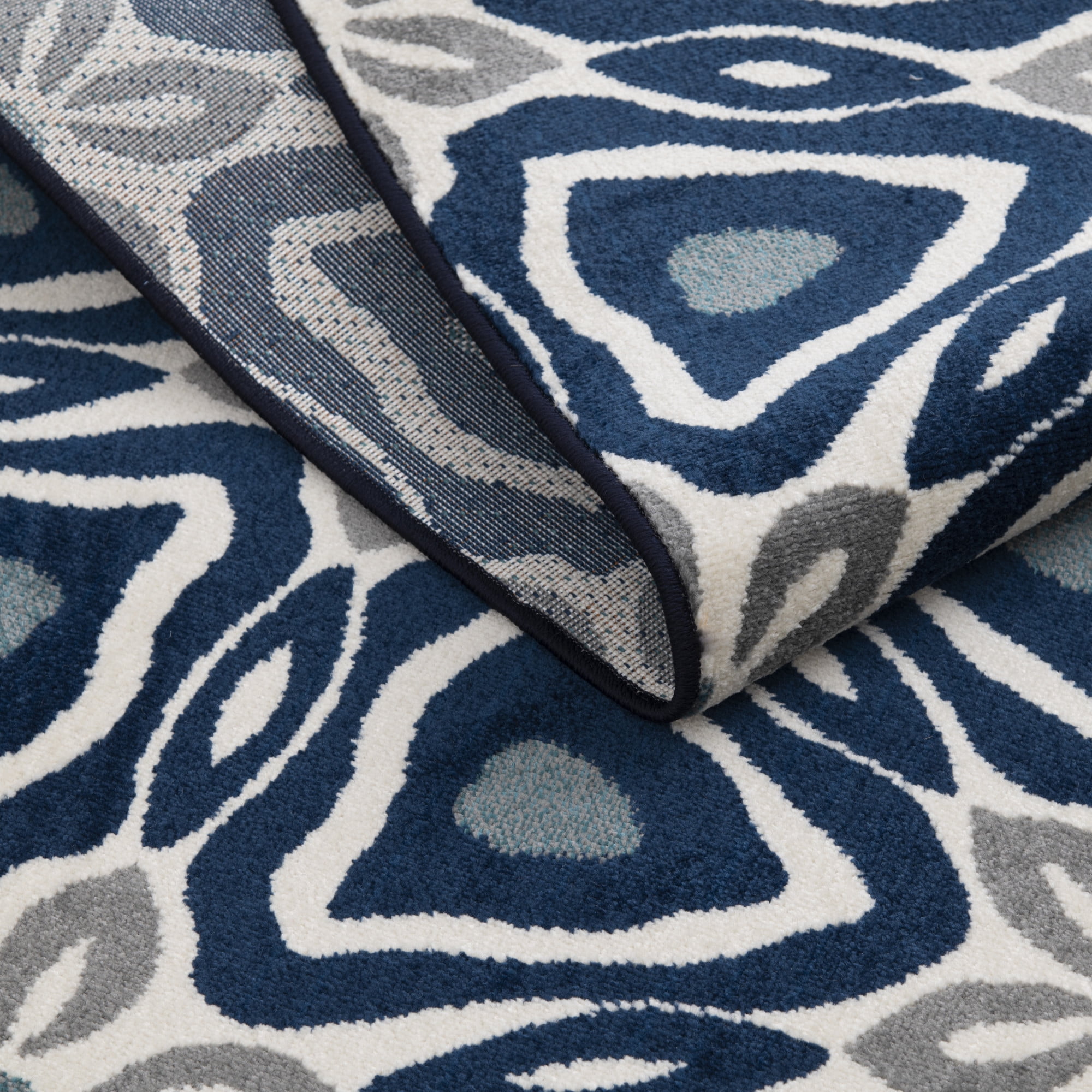 Loomaknoti Tecopa Kerin 2' x 7' Blue Geometric Outdoor Runner Rug