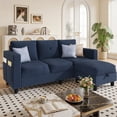 thumbnail image 5 of Sobaniilo Convertible Sectional Sofa Couch, Modern Linen Fabric L-Shaped 4-Seat Sofa Sectional with Reversible Chaise for Small Space (Blue), 5 of 8