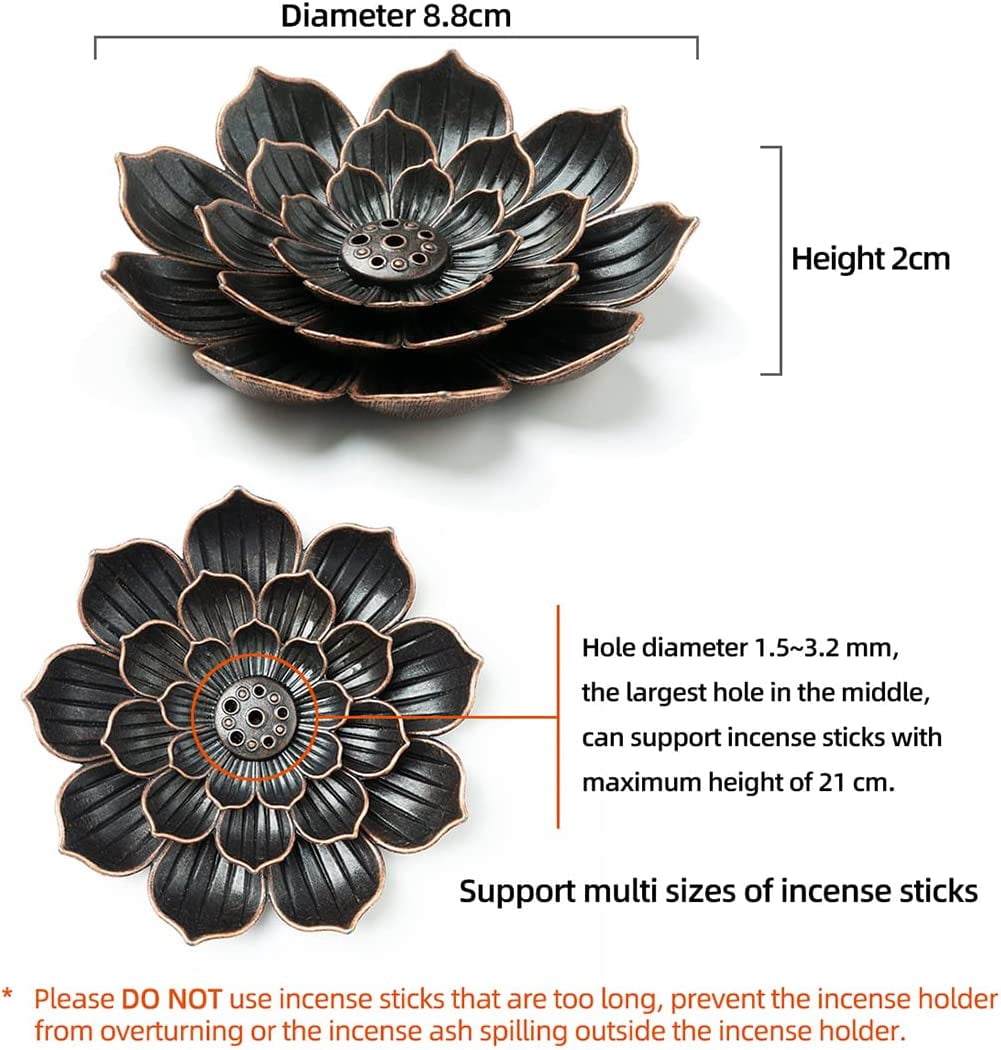 Jinsinto Incense Burner, Incense Holder for Sticks, Brass Lotus