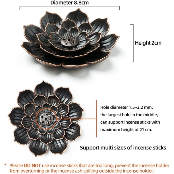 Jinsinto Incense Burner, Incense Holder for Sticks, Brass Lotus