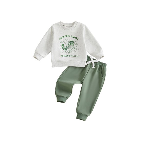 RUINIXCW Little Boy Winter Fall Outfit Printed Long Sleeve Sweatshirt and Joggers