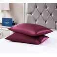 thumbnail image 3 of King Size Satin Pillowcase Set of 2 - Burgundy Silk Pillow Cases for Hair and Skin 20x36 inches, Satin Pillow Covers 2 Pack with Envelope Closure, 3 of 7