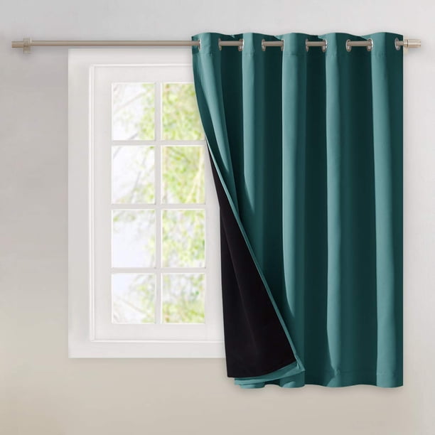 NICETOWN Cortina para puerta corrediza de patio, 100 % opaca, con forro ancho, para mantener el calor, panel de puerta corrediza de cristal para turno nocturno (verde azulado, 1 panel de 70 pulgadas d