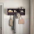 thumbnail image 3 of LoLado Entryway Wall Mounted Coat Rack with 4 Dual Hooks Living Room Wooden Storage Shelf, Espresso, 3 of 11