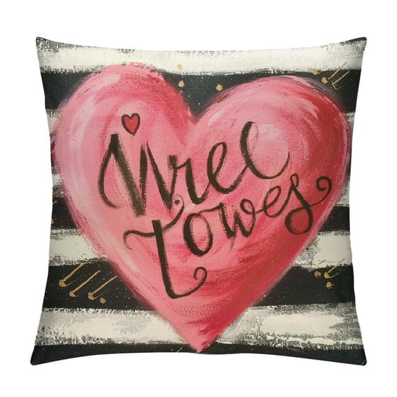 Qinduosi Valentines Day Pillow Covers Set of Black White Stripes Pink Love Heart Valentine Decorative Throw Pillow Covers Farmhouse Outdoor Linen Pillow Cases for Anniversary Wedding Sofa Couch