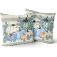 thumbnail image 3 of Fall Pillow Covers 20x20 Inch Set of 2 Autumn White Blue Teal Pumpkin Eucalyptus Leaf Striped Decorative Throw Pillows Thanksgiving Pillow Case Cotton Cushion Cover Decor for Couch Bed Sofa, 3 of 5