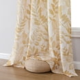 thumbnail image 6 of Bohogeo Leaf Print Curtains 90 inch Length Botanical Sheer Curtains Natural Texture Soft Touch Light Filtering Privacy Protect Drapes for Living Room, Gold, 55" Wide, Set of 2 Panels, 6 of 6