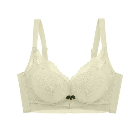 Gnurob Padded Bras for Women No Underwire Brassiere Push Up Bralettes Lightly Lined Cups Bra Plus Size Widen Band Bralette Comfort Breathable Underwear Clearance Saving Green Medium
