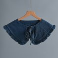 thumbnail image 3 of sunsanly Fake Collar Solid Color Ruffle Trim Lace-up False Collar Dress Shirt Collar Insert Removable Denim False Collar, 3 of 7