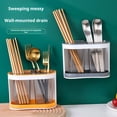 thumbnail image 2 of Utensil Holder Cutlery Drainer Two-compartments Transparent Wall Mounted Chopsticks Holder Spoon Fork Drain Storage Rack Organizer, 2 of 8