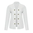thumbnail image 4 of Lcziwo Blazer Coats for Women Long Sleeve Notch Collar Cardigan Blazer Open Front Office Work Jackets Plain Button Up 2025 Outerwear White,XL, 4 of 5