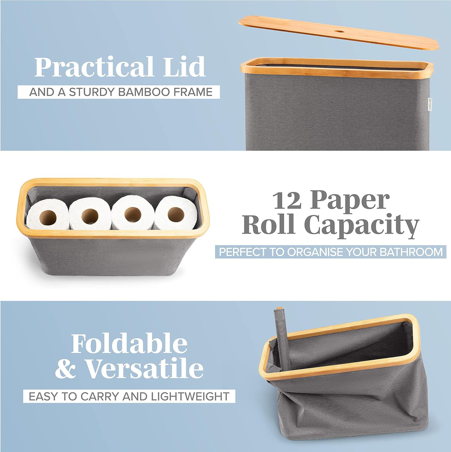 Lonbet Toilet Paper, 12 Rolls, Beige and Grey