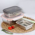 thumbnail image 1 of jojofuny 2Pcs Snack Containers Green Leakproof Lunch Box Stainless Steel for Outdoor Activity, 1 of 8