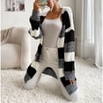 thumbnail image 3 of Cárdigan De Manga Larga Para Mujer, Cárdigan De Punto Para Mujer Otoño Invierno Bloque De Color A Rayas Sueltas De Moda Para Fiesta Para El Trabajo ANGGREK Negro Blanco L, 3 of 7