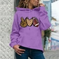 thumbnail image 2 of Hoodies Sweatshirts for Women Leopard Love Heart Print Sweatshirt Hooded Drawstring Sweatshirt Pullover with Pockets pullover hoodie, 2 of 5