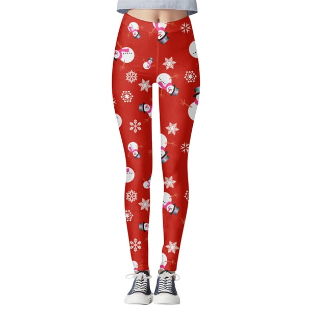 Gibobby Leggings deportivos mujer Mallas con estampado navideño para mujer, mallas deportivas con Control de Yoga, mallas deportivas para mujer, mallas de cintura alta(Rojo,XG)
