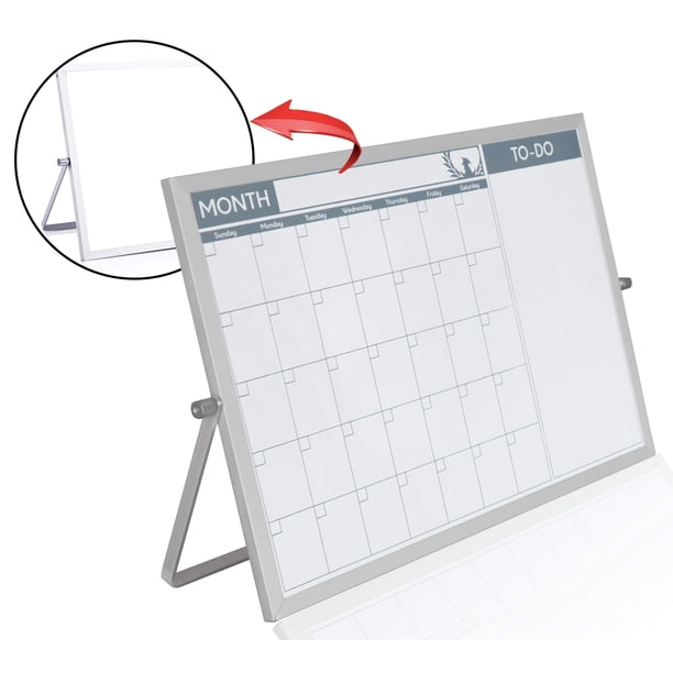 Calendario Pequeño De Pizarra Blanca De Doble Cara, Minipizarra Portátil De Borrado En Seco Con Soporte Y Calendario Mensual Pequeño, Planificador De Pizarra Blanca Con Lista De Tareas Reversible, 10"