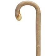 Walking Cane Men's Genuine White Ash cane Crook Handle Bulb Nose, with natural bark and naturally tapered shaft, 36" long with rubber tip.