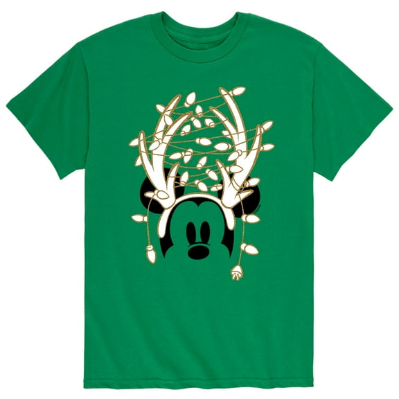 Mickey & Friends - Mickey Antlers Gold Glitter- Men's Short Sleeve Graphic T-Shirt