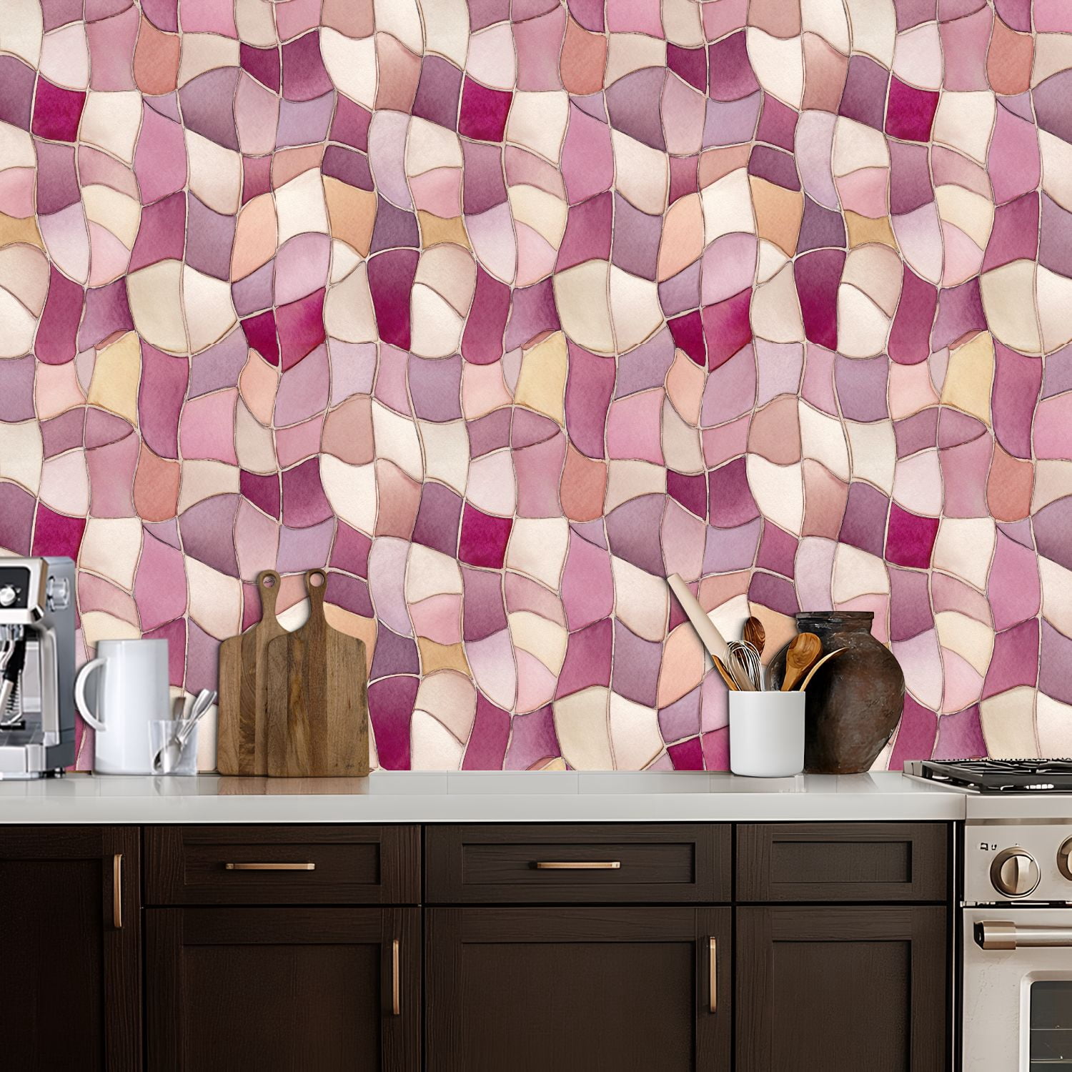 Pastel Peel and Stick Wallpaper Gentle Watercolor Grid Soft Pink White Squares Wall Mural 17.7in x 9.8ft Self Adhesive Removable Wall Paper Renter Friendly Wallpaper for Girls Bedroom Classroom