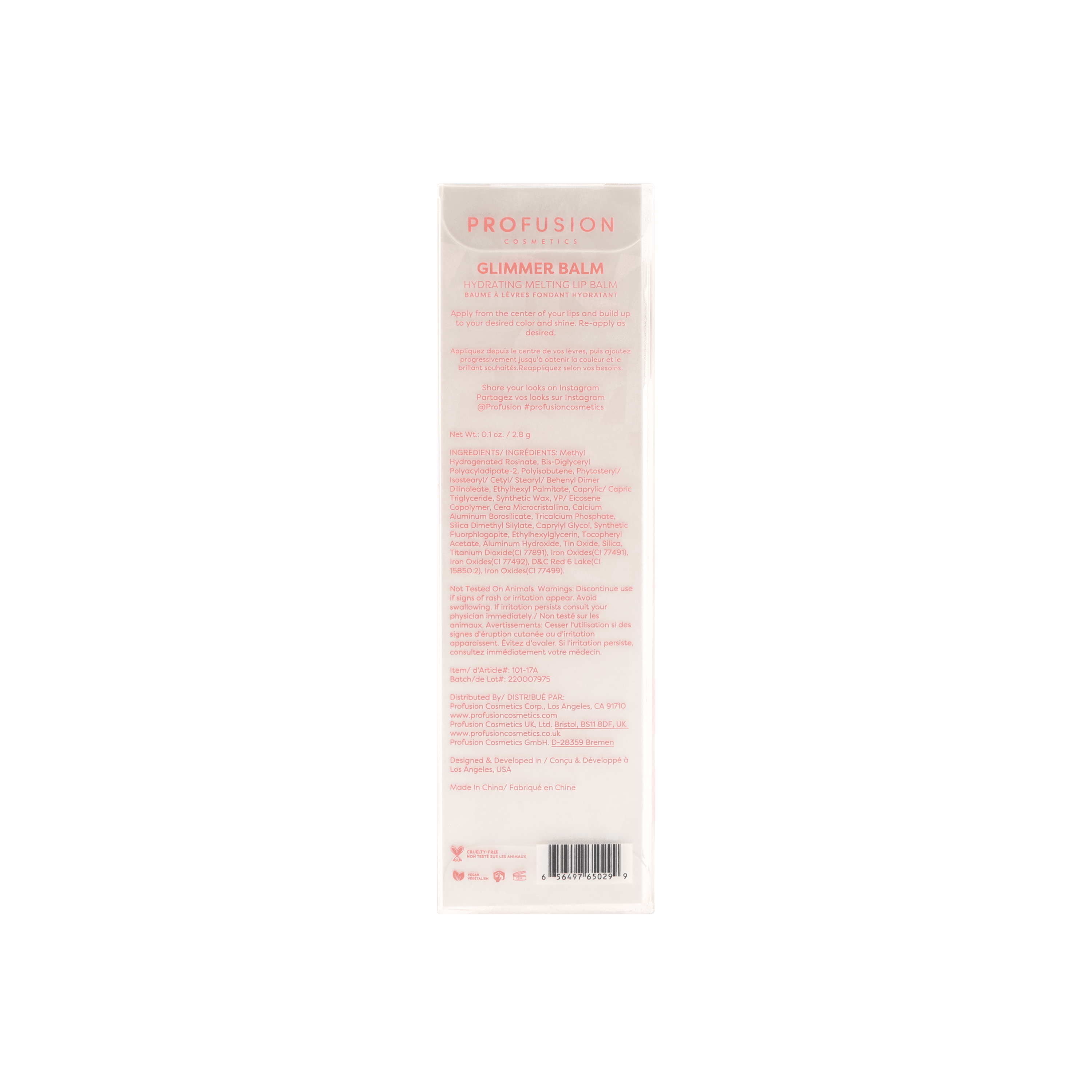 Profusion Cosmetics Glimmer Balm Hydrating Melting Lip Balm - Coral Melt
