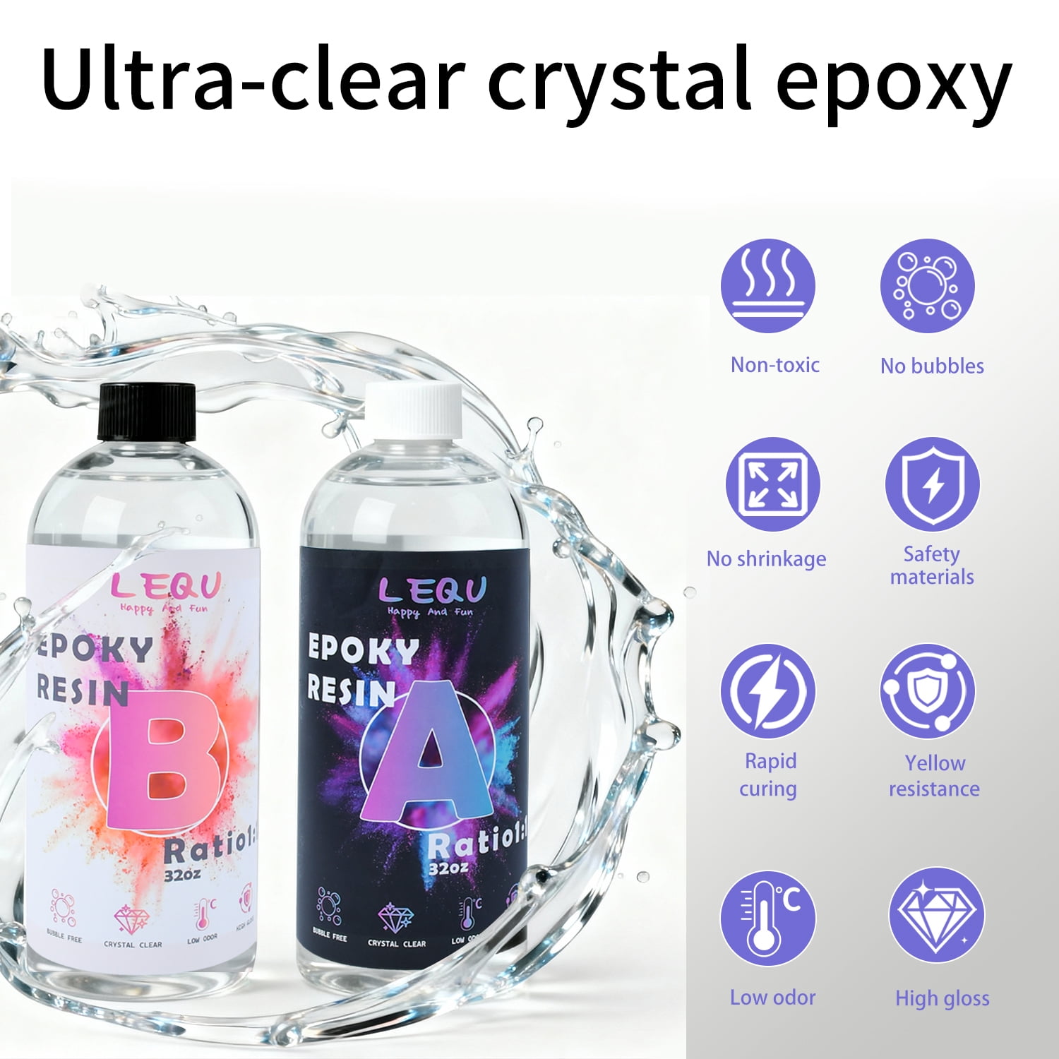 LEQU Epoxy Resin Epoxy Adhesive, 32oz, 2 Pieces
