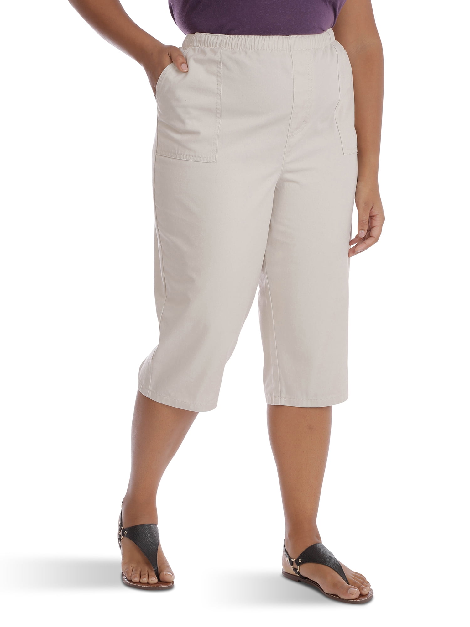 stretch khaki capris