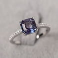 thumbnail image 1 of Elegant Asscher Cut Alexandrite Engagement Ring Color Changing June Birthstone Ring, 1 of 3