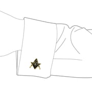 Bling Jewelry Mens Freemasons Compass Masonic Cufflinks for Men Black Enamel 2 Tone Silver Stainless Steel Executive Gift