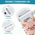 thumbnail image 5 of Cartoon Pig with Flower Tumbler with Handle and Straw Lid 40 oz Insulated Vacuum Water Bottle Stainless Steel Travel Cup, 5 of 9