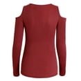 thumbnail image 4 of Camiseta de mujer Sexy con hombros descubiertos, cuello en V, vendaje, manga larga, rojo vino, XL Vogacara  AP001287-11, 4 of 7