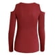 thumbnail image 4 of Qarigey Mujer Camiseta Hombro frío Cuello en V Manga larga Prendas para la parte del cuerpo Vino rojo 4XL, 4 of 8