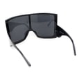 thumbnail image 4 of Womens XL Oversized Curved Shield Low Temple Huge Rectangle Sunglasses All Black, 4 of 4
