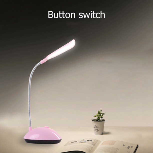 Eyfqtcs Lámpara De Mesa Con Interruptor De Botón Plegable Luz De Escritorio De Estudio Con Pilas (Rosa)