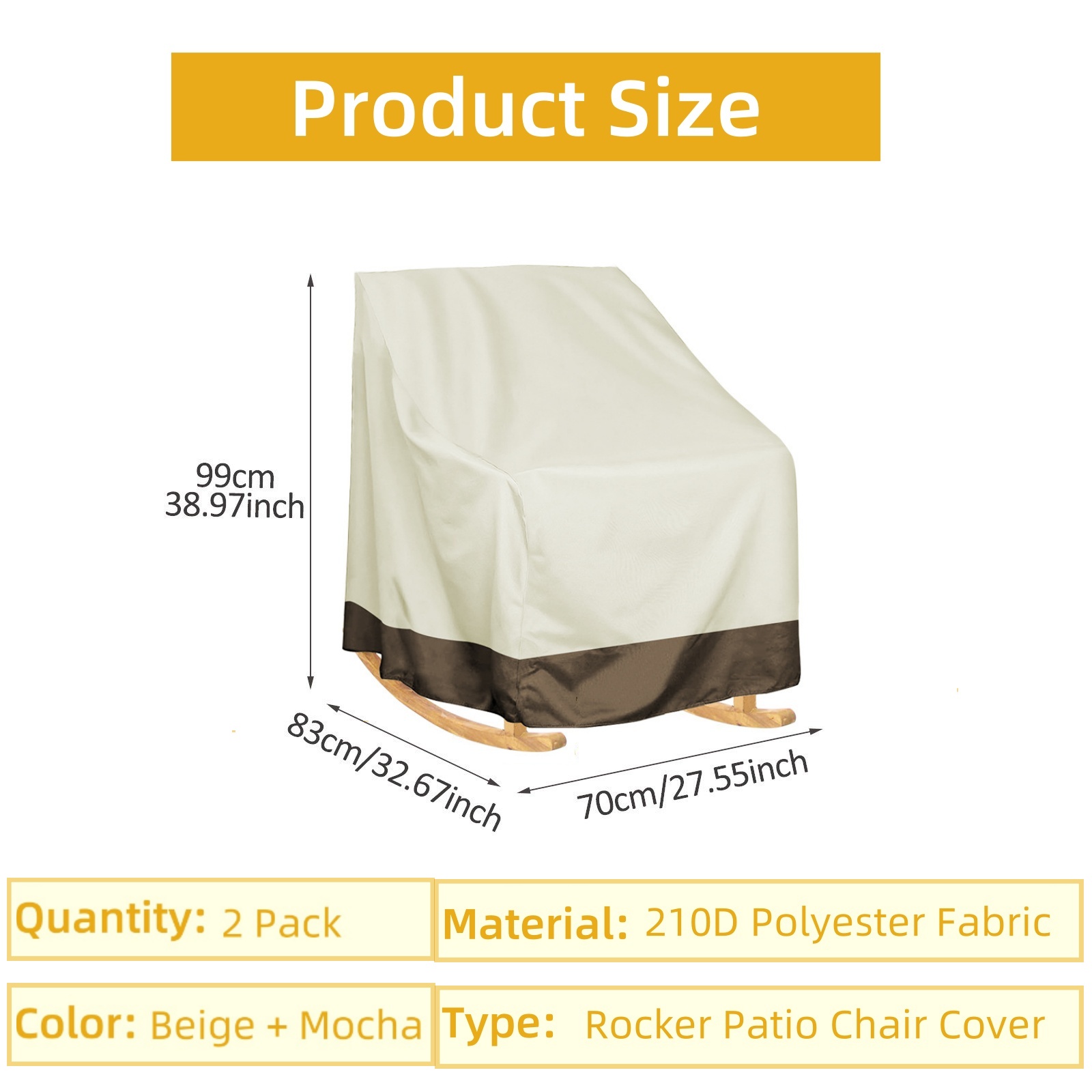 MTYIQS 2 Pack Outdoor Furniture Covers, Heavy Duty Waterproof Chair Covers for Patio