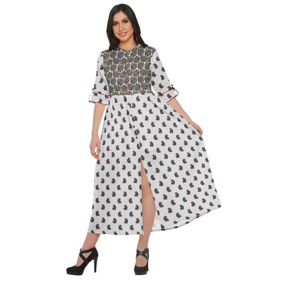 Moomaya Printed Kurta Summer Wear Ladies Kurti Front Slit Tunic Tops Women