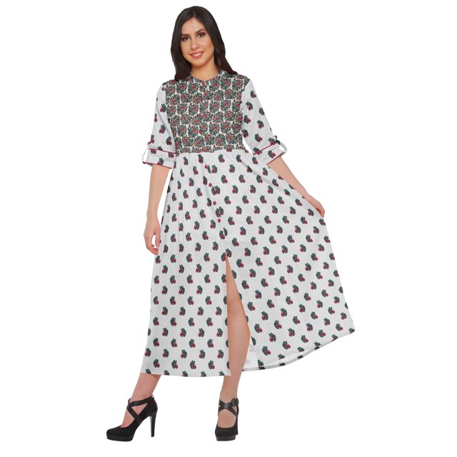 Moomaya Kurta Imprimée Tenue d'Été Kurti pour Femmes Tunique à Fente avant