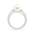 thumbnail image 2 of ANGARA Freshwater Cultured Pearl Ring with Diamond Collar in 14K White Gold for Women | June Birthstone, Birthday, Anniversary, Jewelry Gift for Women | Pearl Ring, 2 of 9