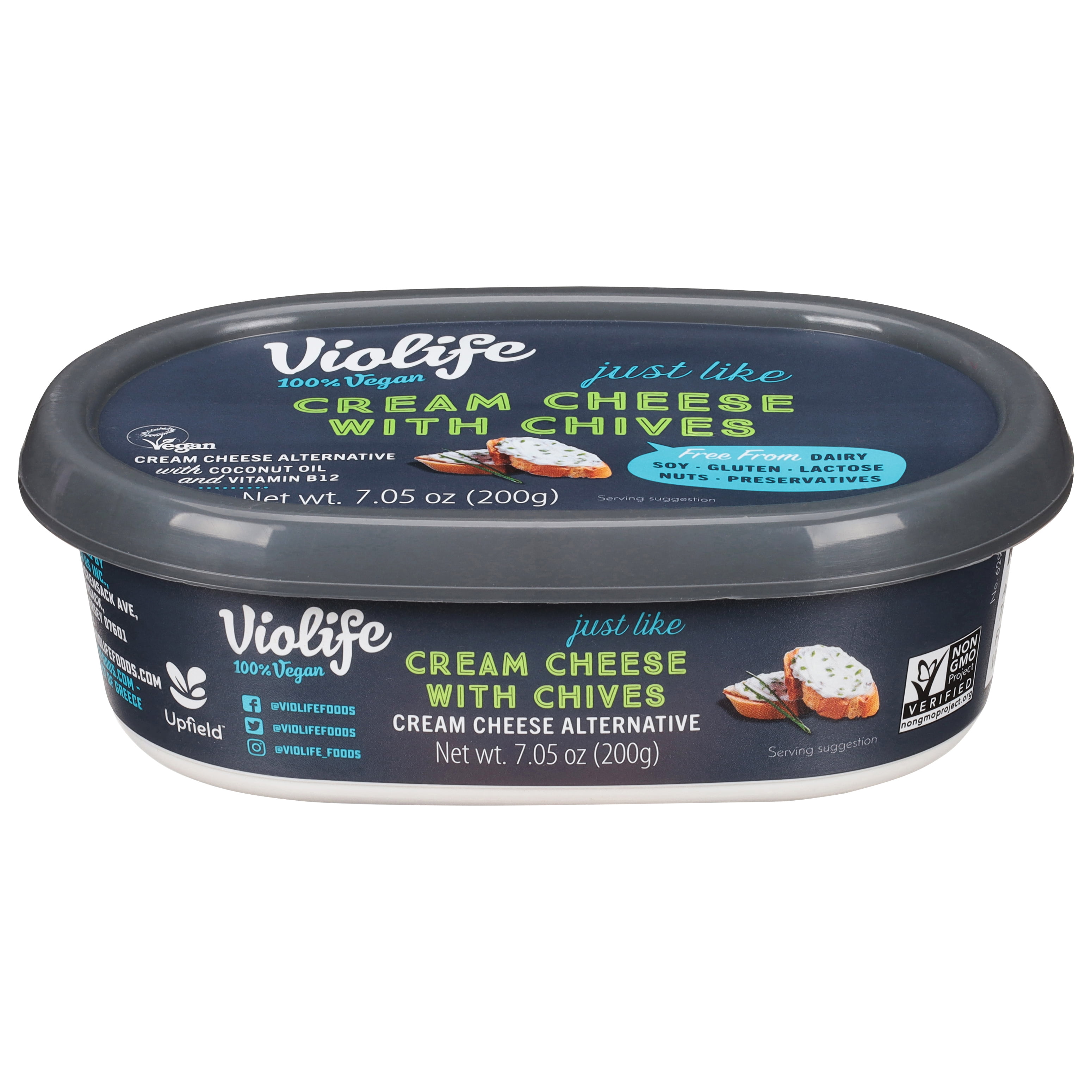 Violife Just like Cream Cheese, with Chives, Vegan, 7.05 oz Tub