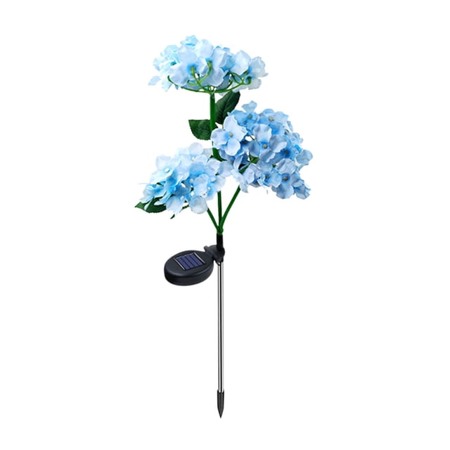 Nueva linterna solar de hortensia macrophylla, flor simulada, para jardín doméstico.